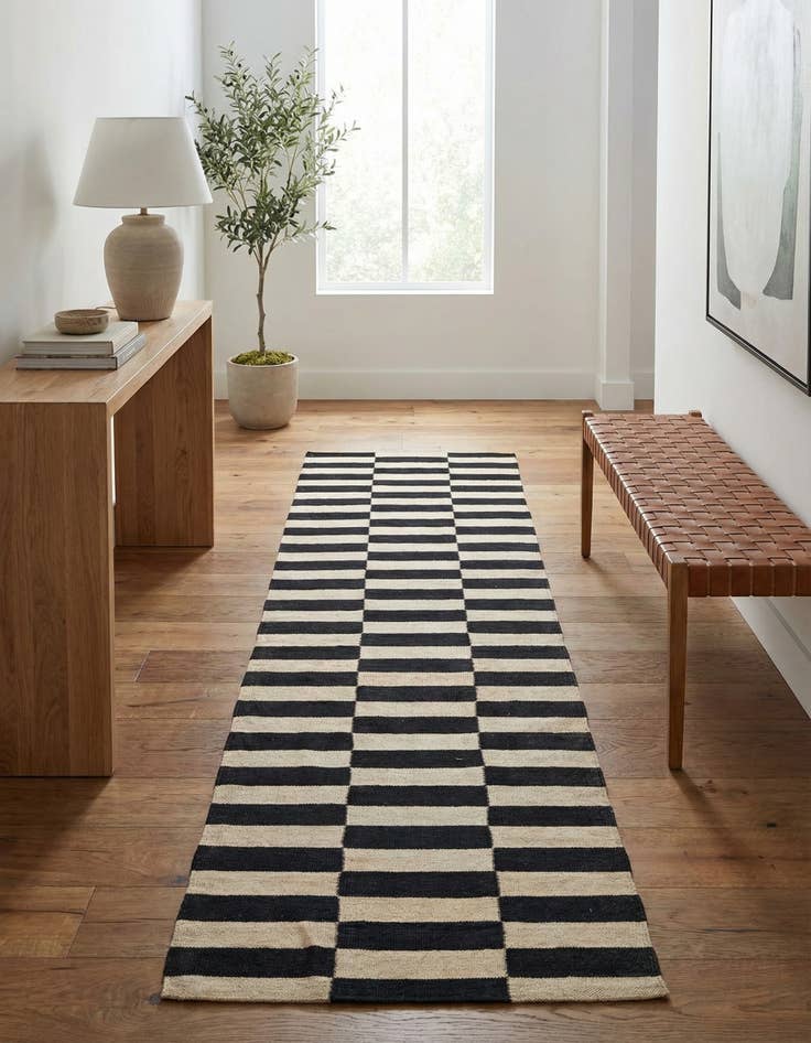 Detail image of 2' 8 x 9' 8  Hand Woven Kilim Modern Wool Runner Rug