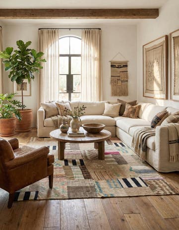 6' 5 x 9' Hand Woven Kilim Patchwork Wool Rug