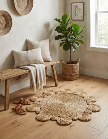 Natural Handmade Braided Jute Round Rug
