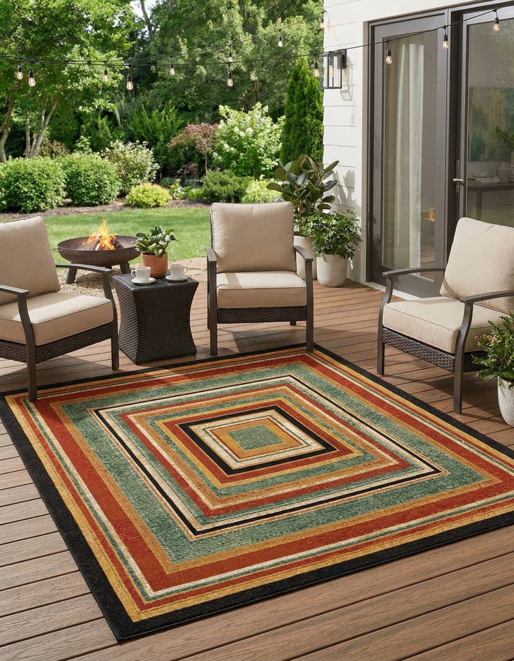 Detail image of 10' x 10' Easy-Clean Modern Indoor / Outdoor Square Rug