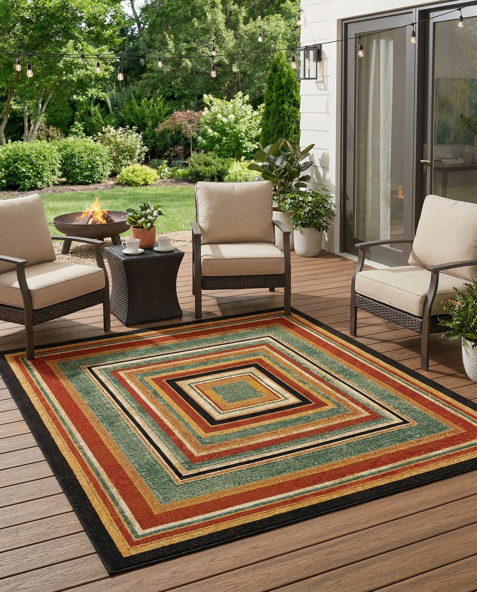10' x 10' Easy-Clean Modern Indoor / Outdoor Square Rug