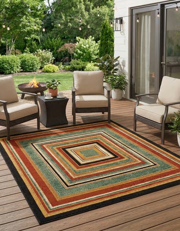 10' x 10' Easy-Clean Modern Indoor / Outdoor Square Rug