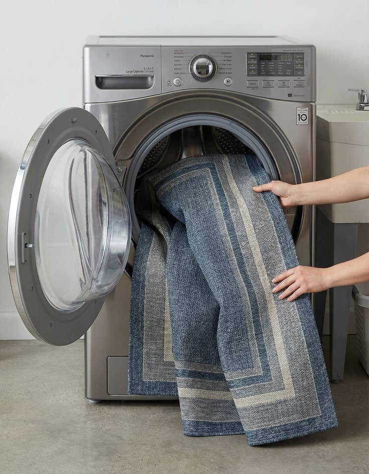 Detail image of 6' x 6'  Washable Border Indoor / Outdoor Square Rug