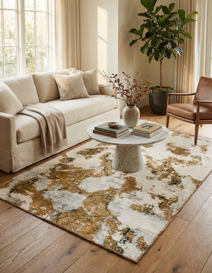 Detail image of 3' 7 x 5' 9  Hand Knotted Ultra Vintage Persian Wool Rug