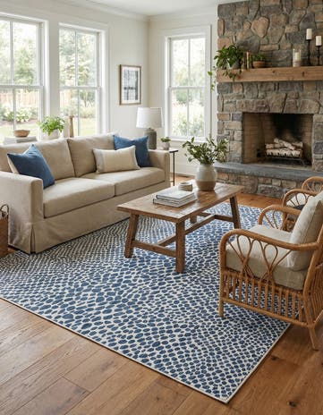 Blue Easy-Clean Jill Zarin Cape Town Indoor / Outdoor Rug