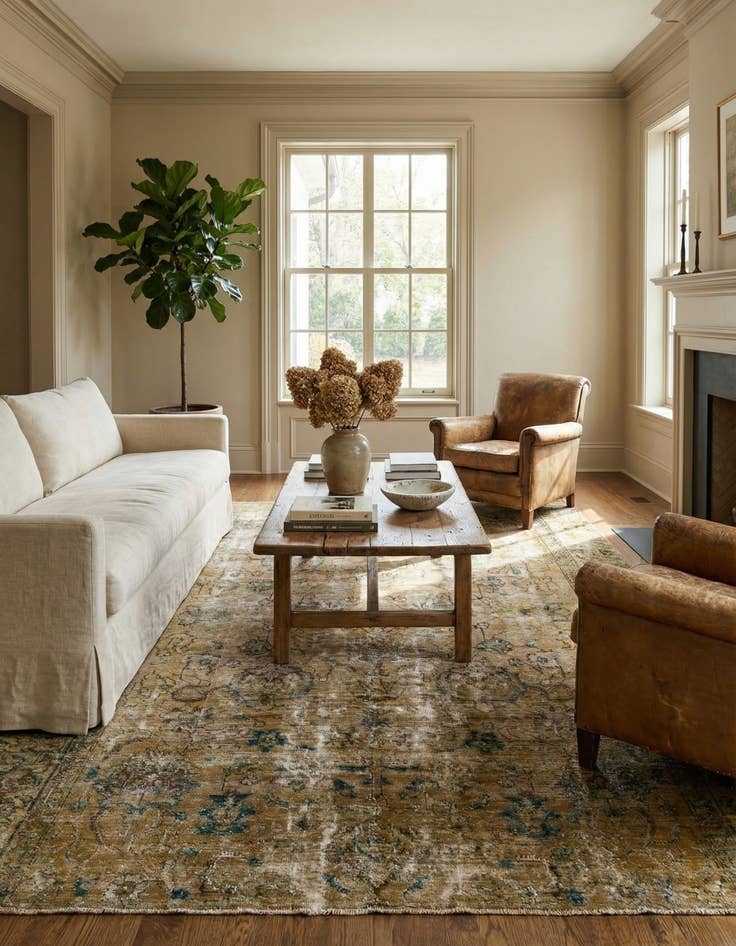 Detail image of 6' 7 x 8' 3  Hand Knotted Ultra Vintage Persian Wool Rug