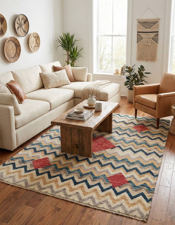 Detail image of 5' 9 x 8'  Hand Knotted Moroccan Wool Rug