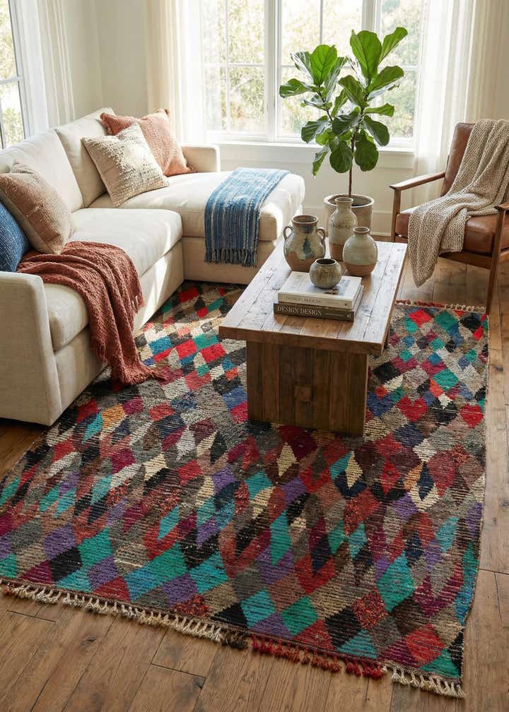 7' 9 x 9' 9 Hand Knotted Moroccan Wool Rug