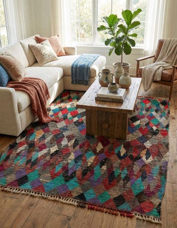 7' 9 x 9' 9 Hand Knotted Moroccan Wool Rug