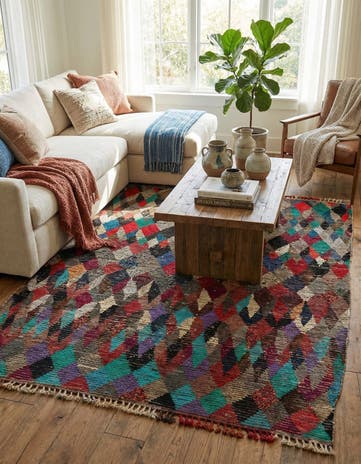 7' 9 x 9' 9 Hand Knotted Moroccan Wool Rug