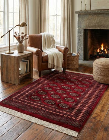 4' 2 x 5' 7 Hand Knotted Torkaman Persian Wool Rug