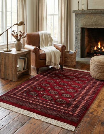4' 2 x 5' 7 Hand Knotted Torkaman Persian Wool Rug