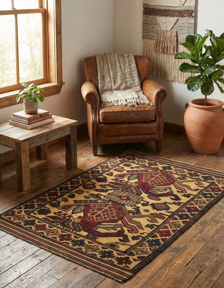 Detail image of  3' x 4' 4  Hand Knotted Sumak Wool Rug