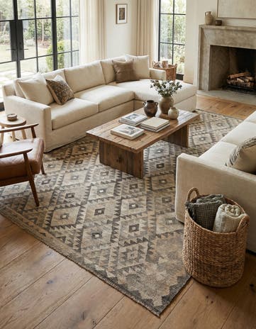 6' 10 x 9' 8 Hand Woven Kilim Maymana Wool Rug