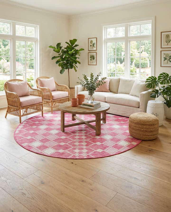 10' x 10' Easy-Clean Trellis Indoor / Outdoor Round Rug