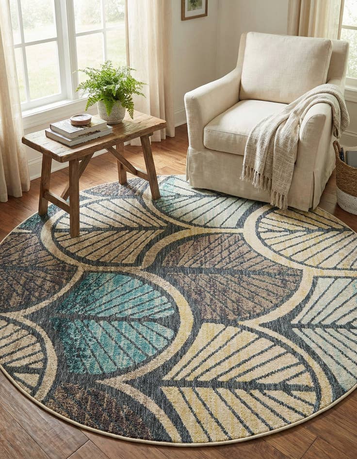 Detail image of  6' x 6'  Washable Casablanca Indoor / Outdoor Round Rug