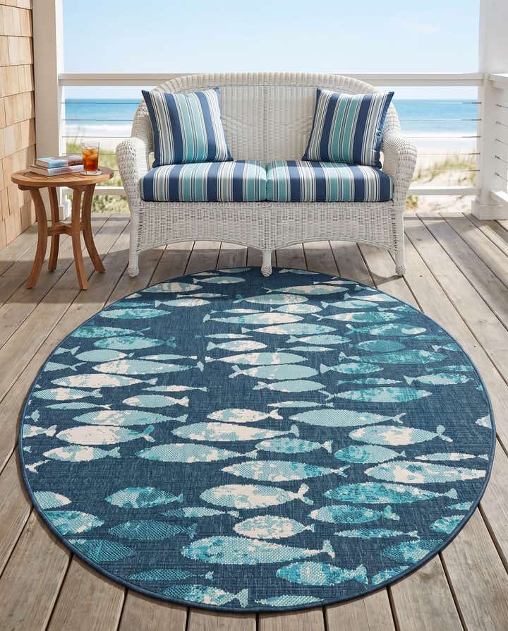 4' x 6' Easy-Clean Coastal Indoor / Outdoor Oval Rug