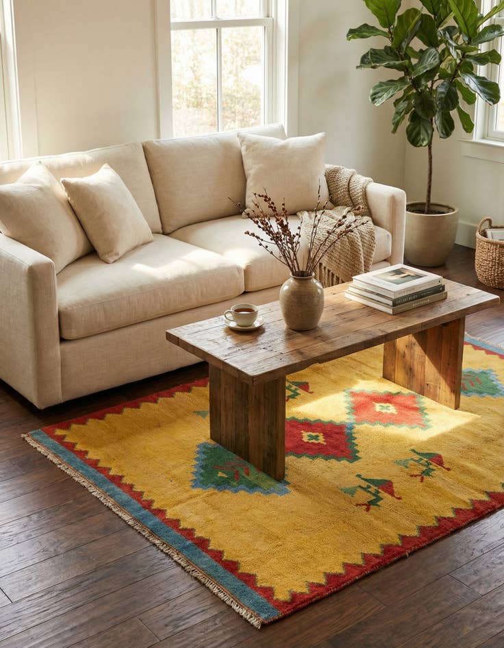 Detail image of 4' 9 x 5' 1  Hand Knotted Kashkuli Gabbeh Wool Rug