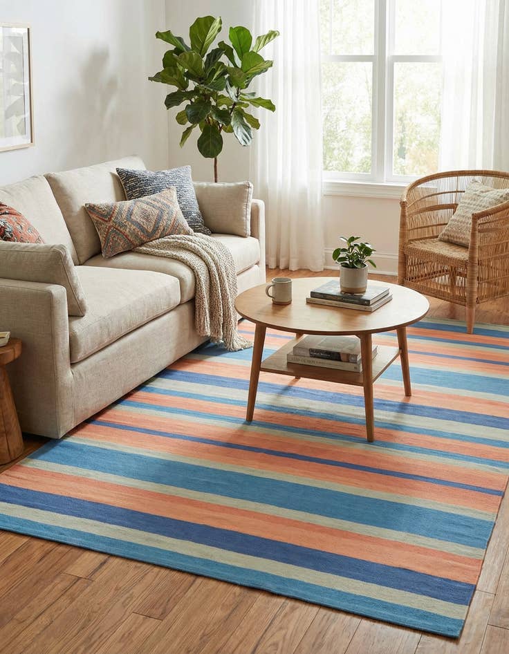 Detail image of 9' x 12'  Hand Woven Flatweave Cotton Dhurrie Rug