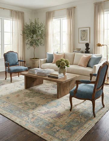 8' 1 x 9' 11 Hand Knotted Oushak Rug