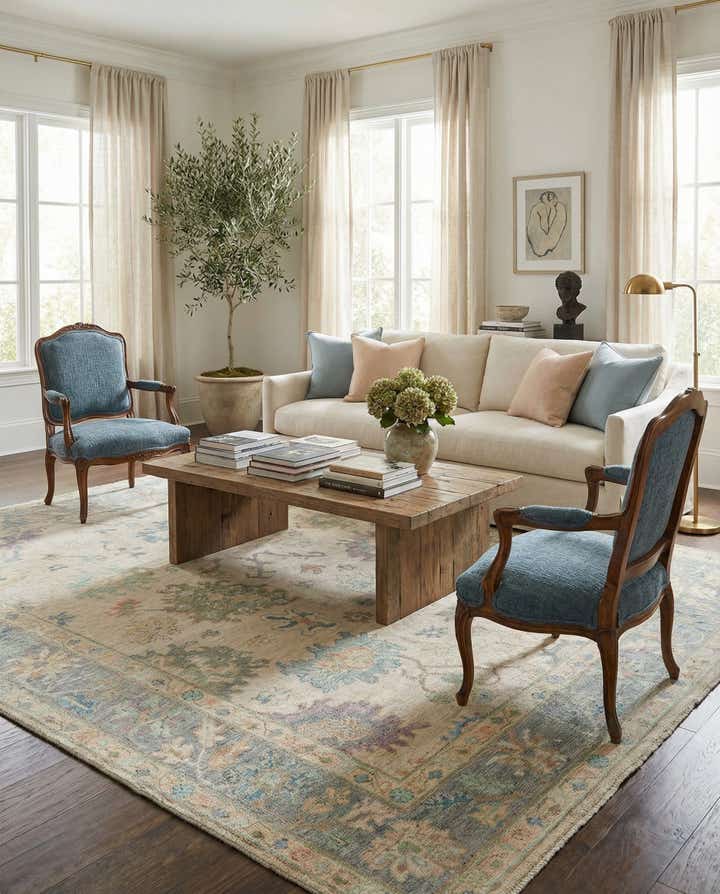 8' 1 x 9' 11 Hand Knotted Oushak Rug