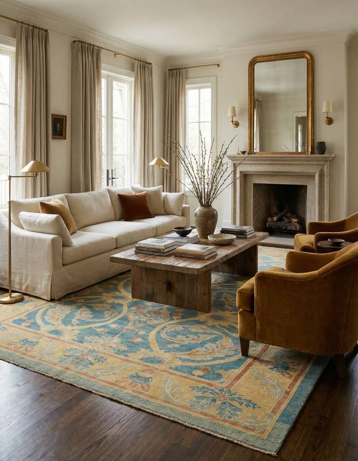 Detail image of  10' 2 x 14' 3  Hand Knotted Oushak Wool Rug