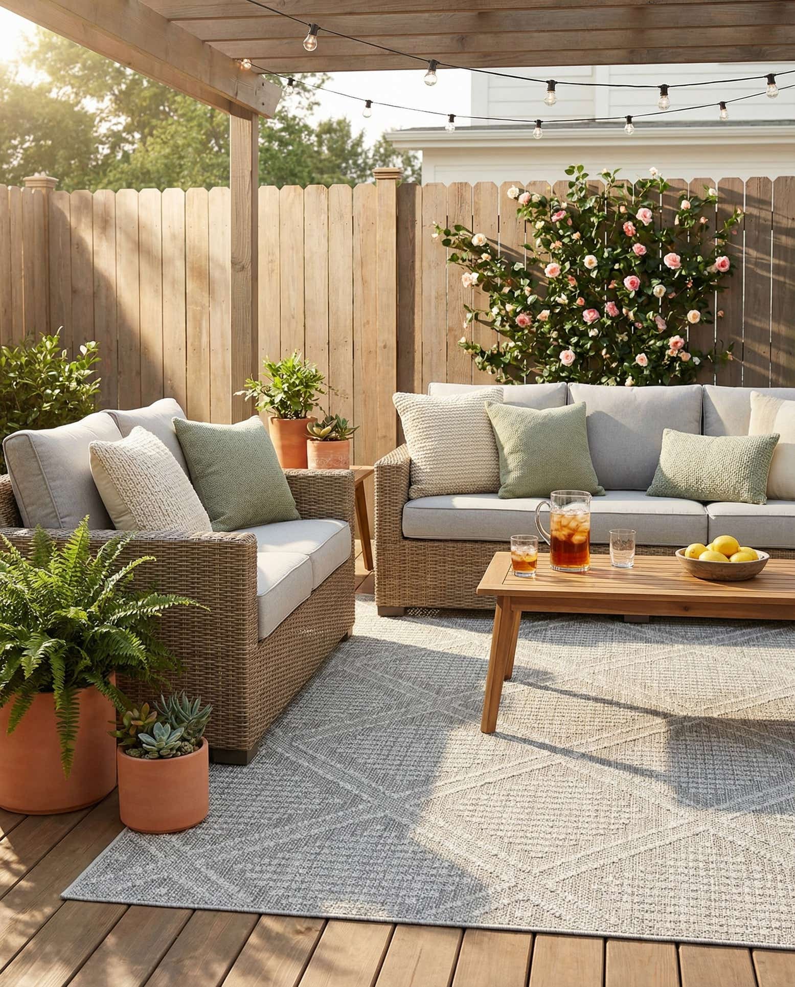 5' 3 x 8' Easy-Clean Trellis Indoor / Outdoor Rug
