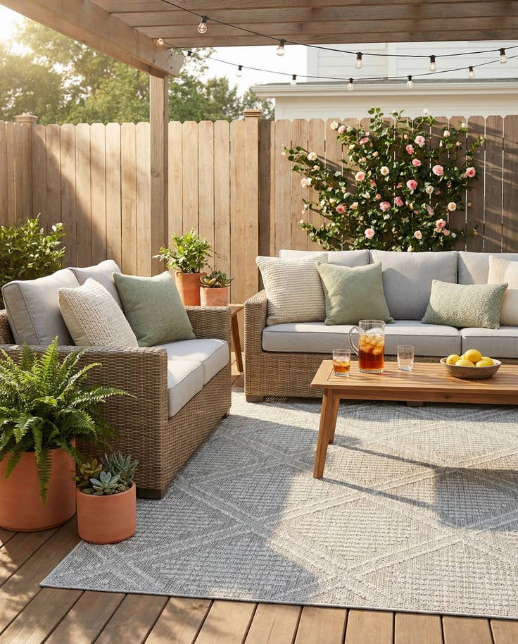 Detail image of 5' 3 x 8' Easy-Clean Trellis Indoor / Outdoor Rug