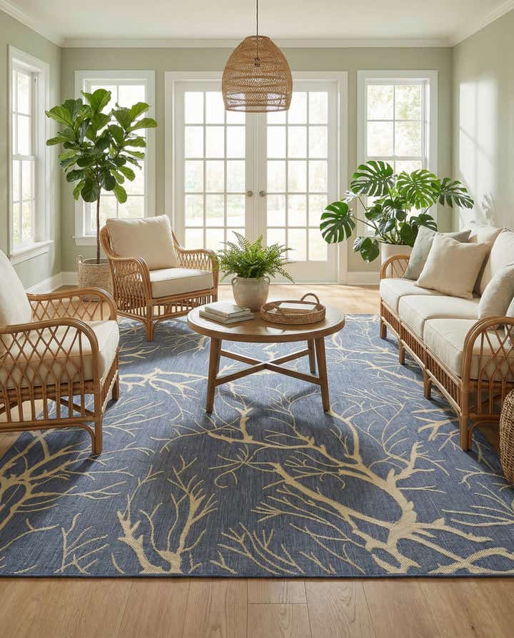 8' x 11' 4 Easy-Clean Botanical Indoor / Outdoor Rug
