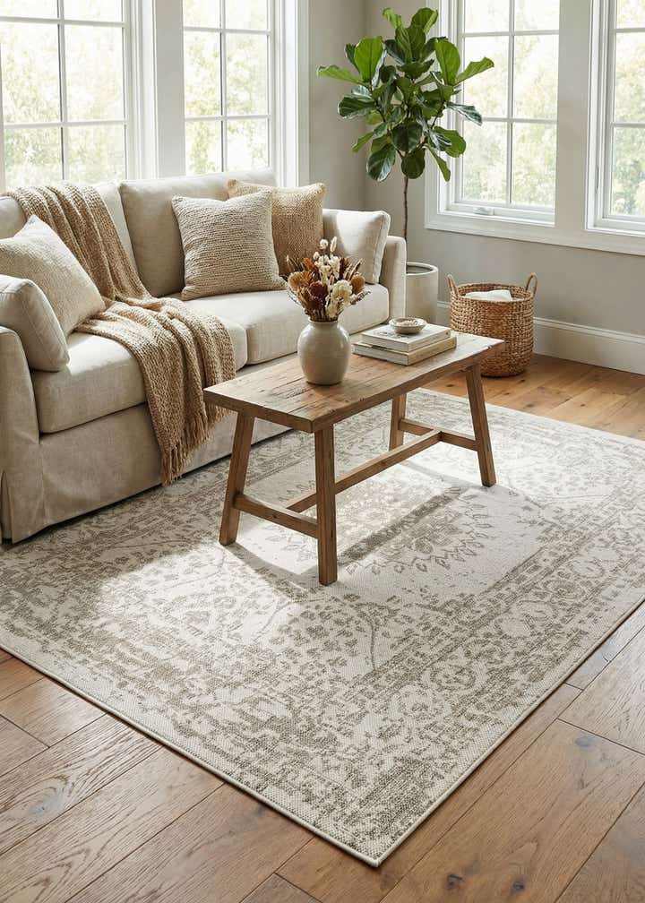 5' 3 x 7' Easy-Clean Traditional Indoor / Outdoor Rug