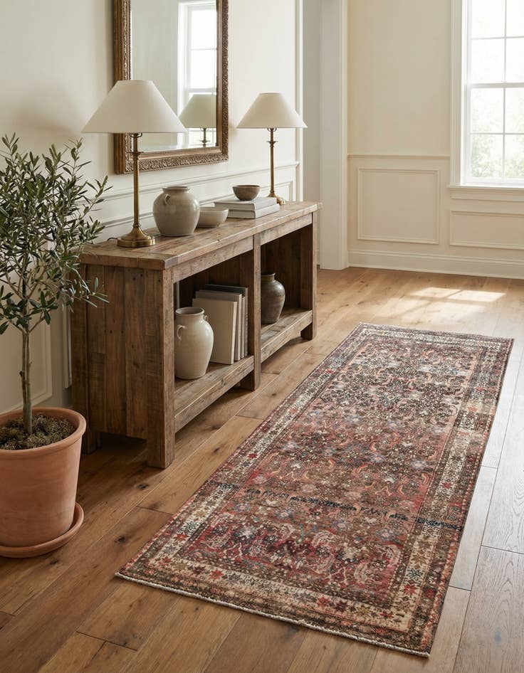 Detail image of 3' 7 x 7' 8  Hand Knotted Ultra Vintage Persian Wool Runner Rug