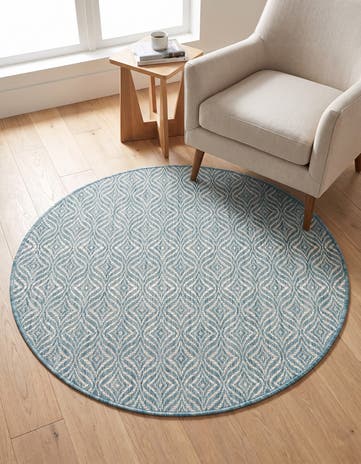 Aqua Easy-Clean Lattice Indoor / Outdoor Round Rug