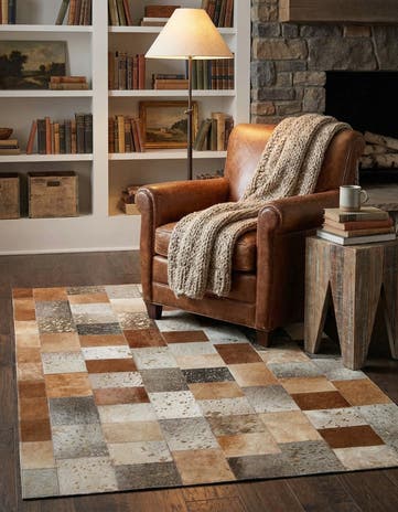 4' 1 x 5' 10 Cowhide - Patchwork Rug