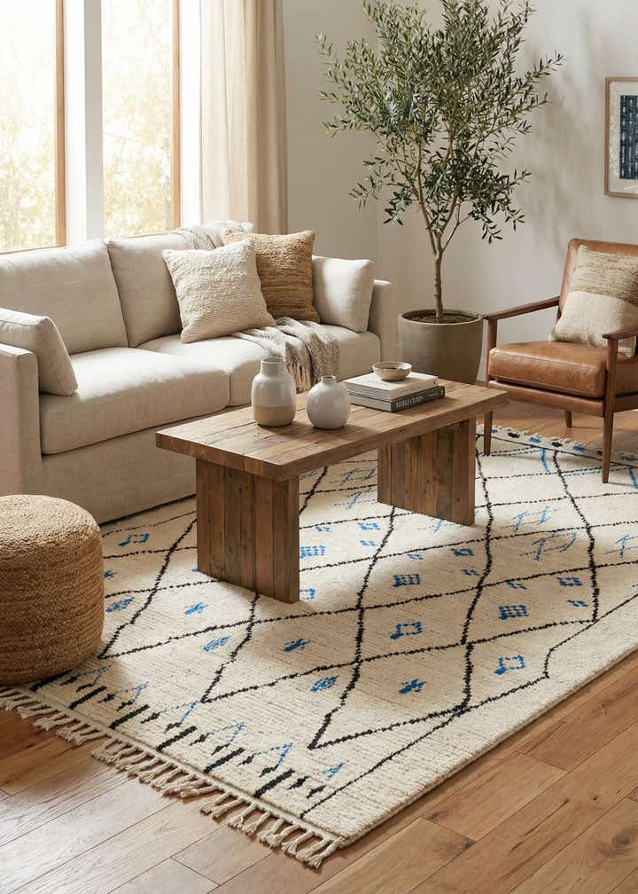 6' x 9' 3 Hand Knotted Moroccan Wool Rug