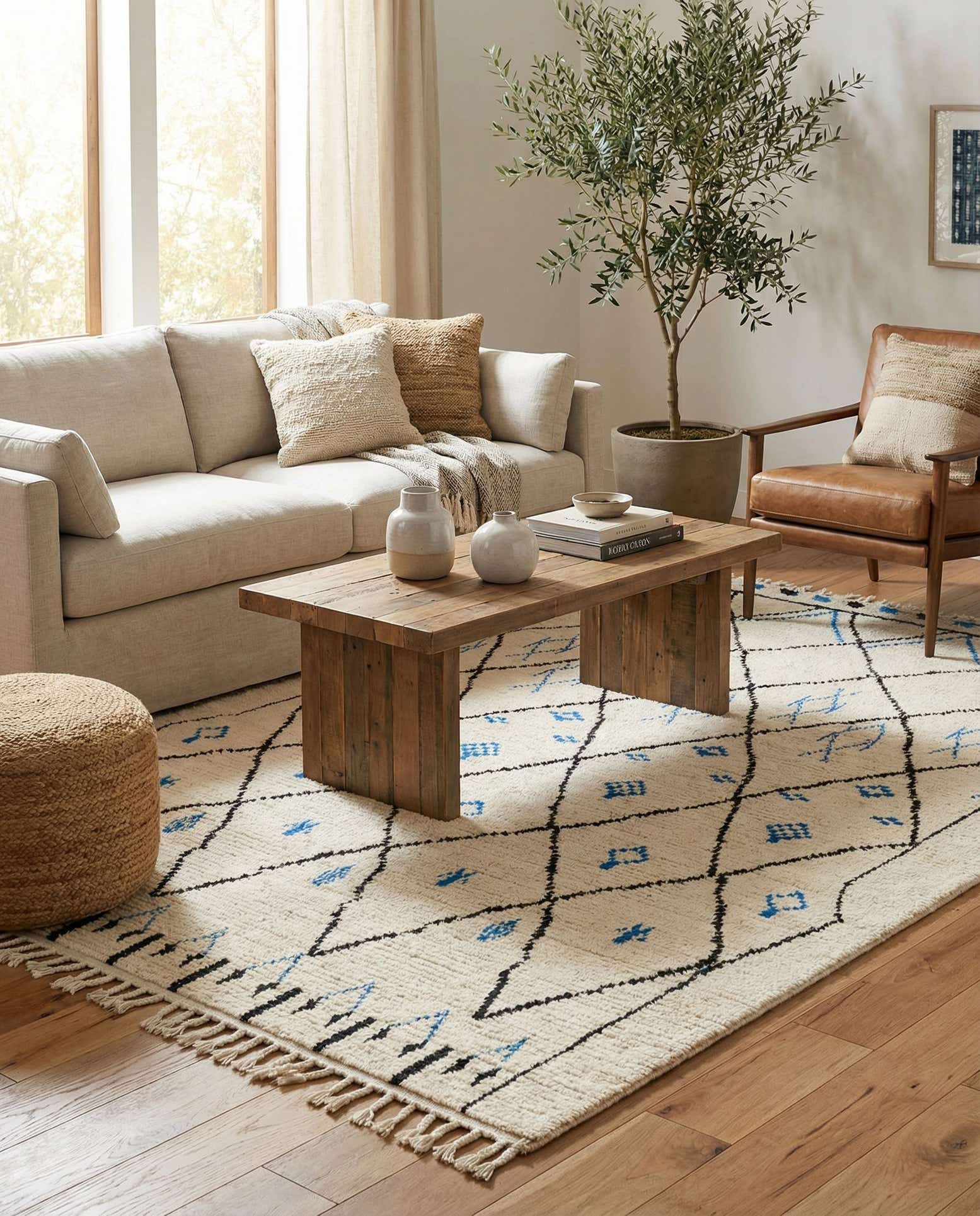 6' x 9' 3 Hand Knotted Moroccan Wool Rug