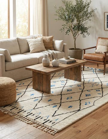 6' x 9' 3 Hand Knotted Moroccan Wool Rug