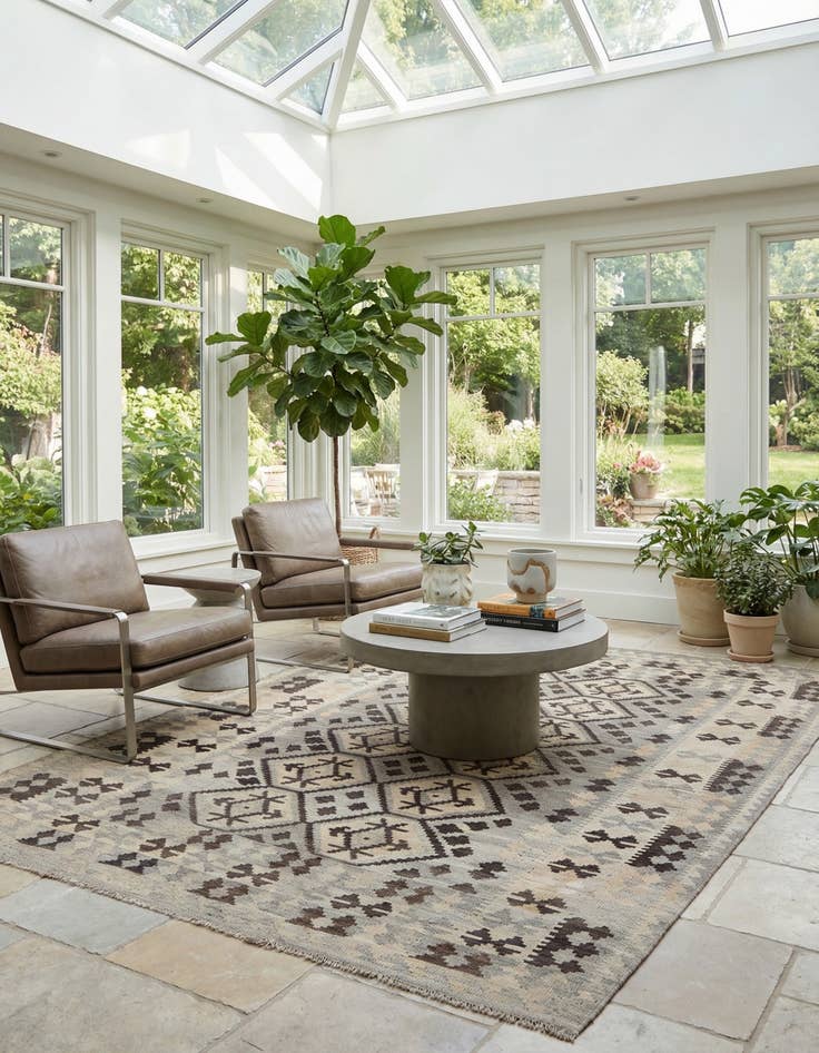 Detail image of  6' 11 x 9' 5  Hand Woven Kilim Maymana Wool Rug