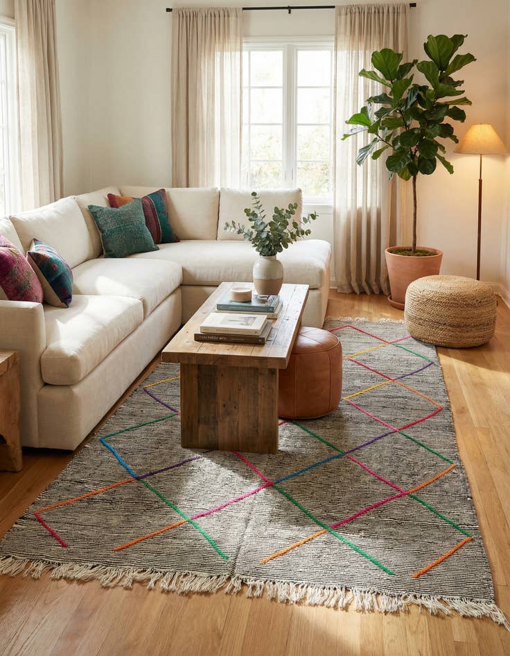 Detail image of 4' 9 x 7' 7  Hand Knotted Moroccan Wool Rug