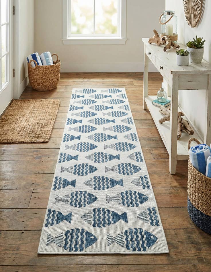 Detail image of 2' x 8'  Washable Coastal Indoor / Outdoor Runner Rug