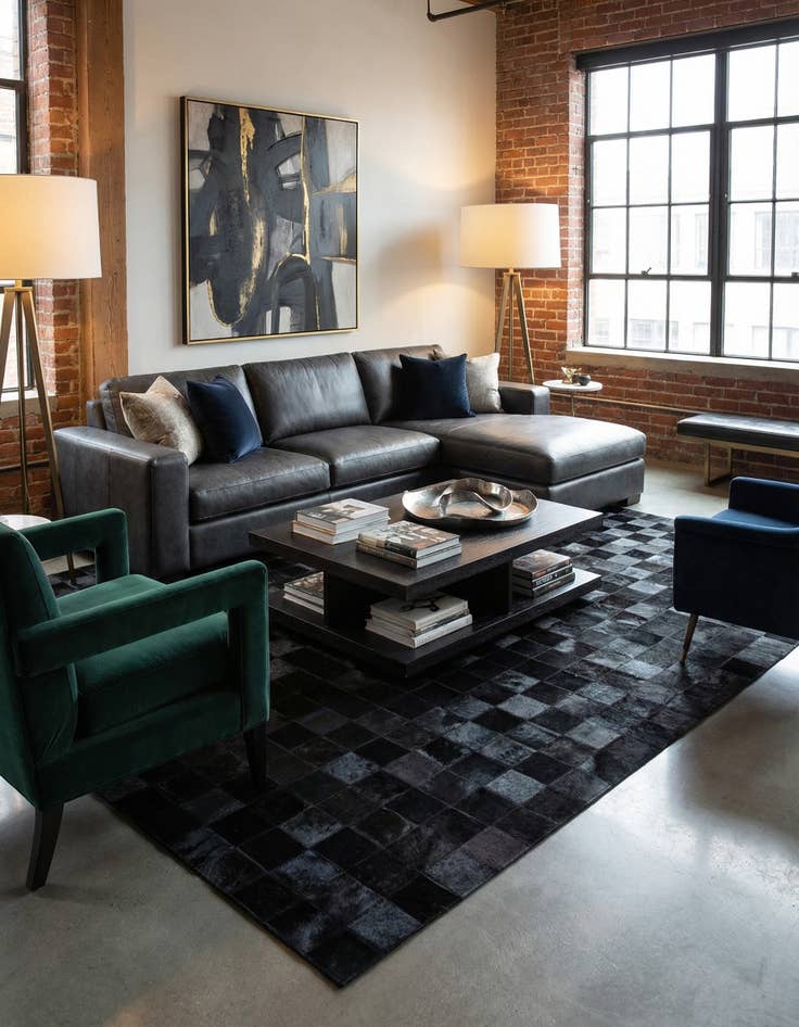 Detail image of 5' 3 x 8' 2 Cowhide - Patchwork Rug