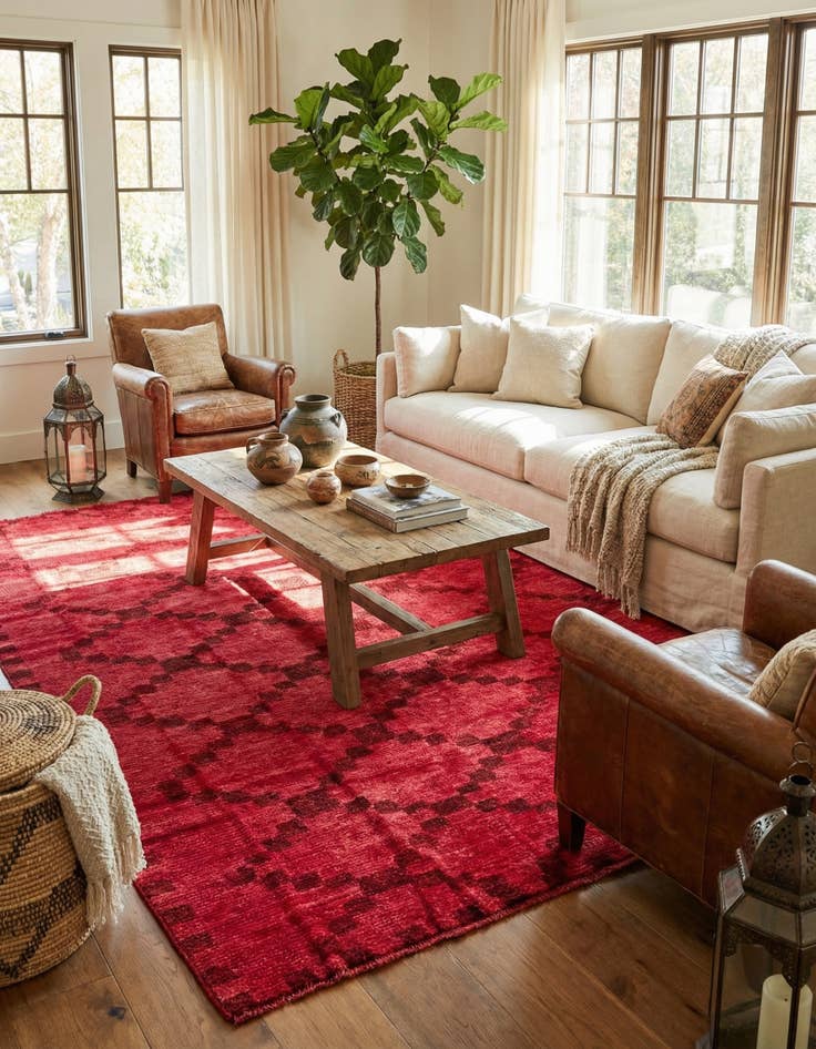 Detail image of 8' x 9'  Hand Knotted Moroccan Wool Rug