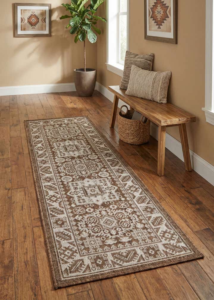 2' x 6' Easy-Clean Aztec Indoor / Outdoor Runner Rug