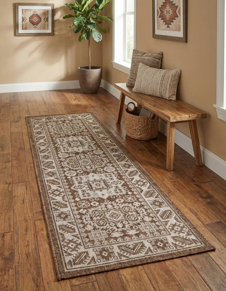 Detail image of 2' x 6'  Washable Aztec Indoor / Outdoor Runner Rug