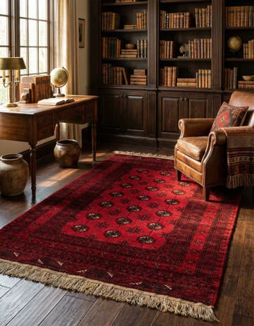 4' 2 x 6' 6 Hand Knotted Afghan Akhche Wool Rug