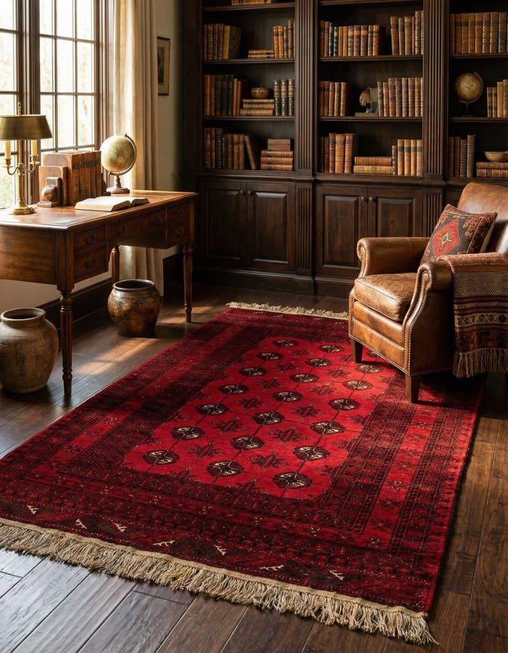 Detail image of 4' 2 x 6' 6  Hand Knotted Afghan Akhche Wool Rug