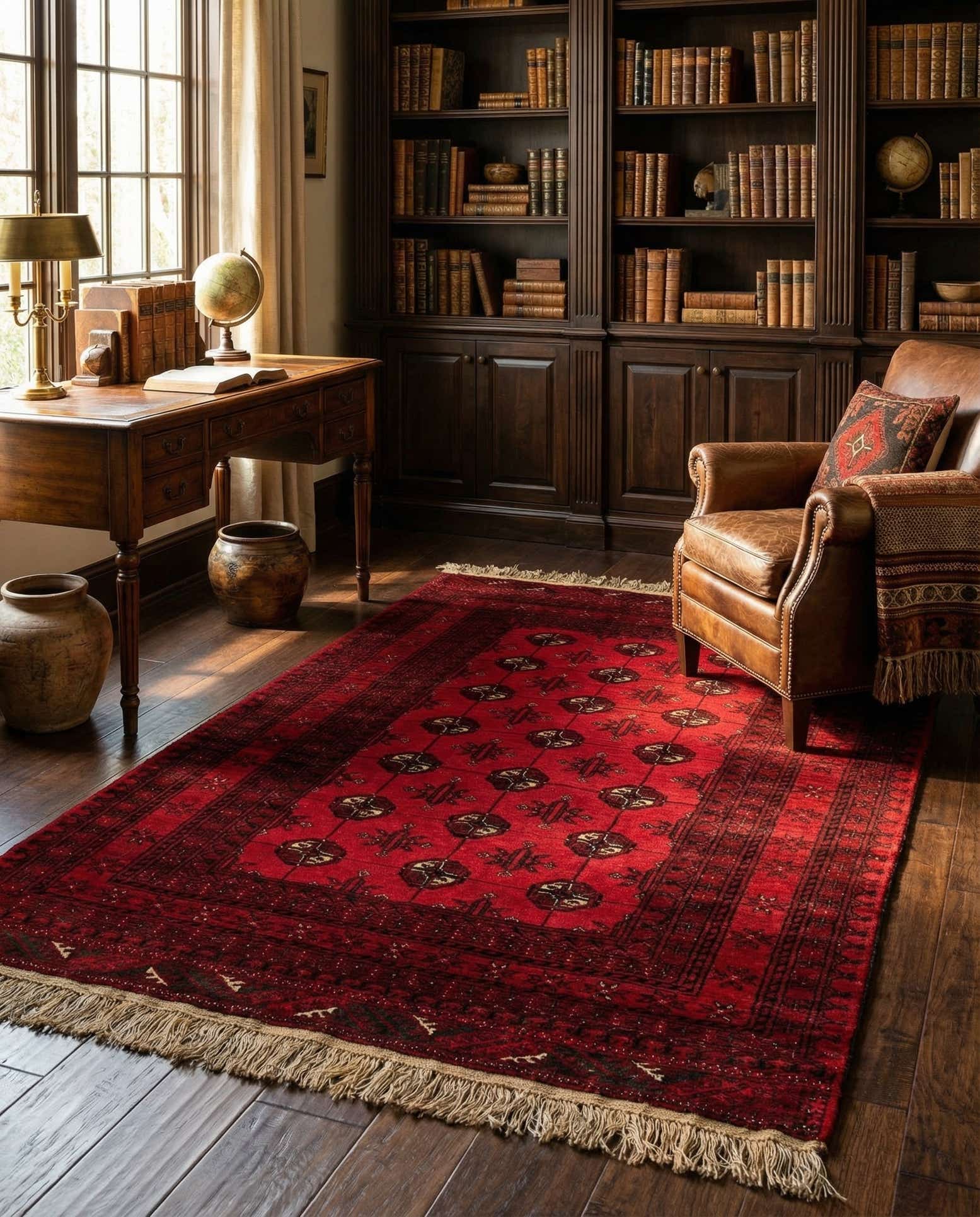 4' 2 x 6' 6 Hand Knotted Afghan Akhche Wool Rug