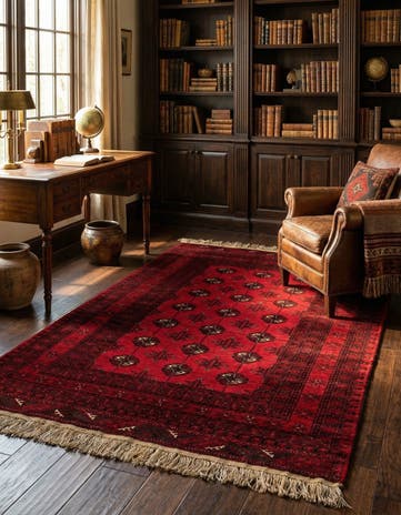 4' 2 x 6' 6 Hand Knotted Afghan Akhche Wool Rug