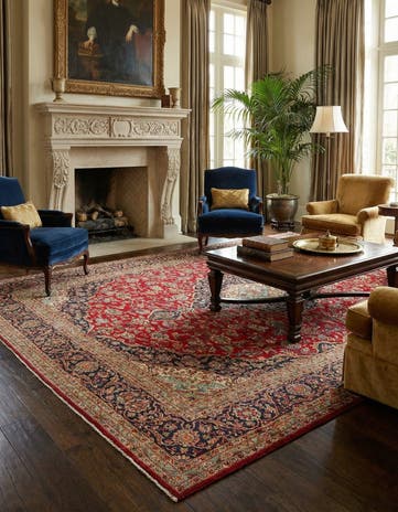 9' 11 x 13' 2 Hand Knotted Kashan Persian Wool Rug