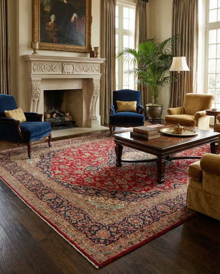9' 11 x 13' 2 Hand Knotted Kashan Persian Wool Rug