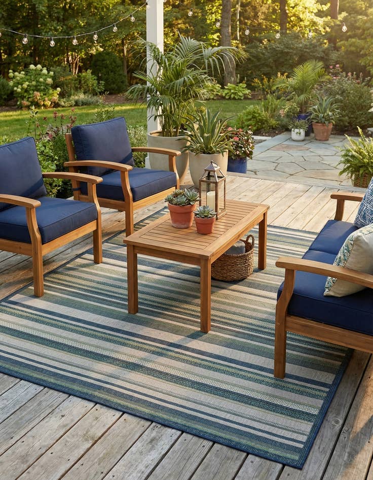 Detail image of 7' 10 x 7' 10  Washable Baja Indoor / Outdoor Square Rug